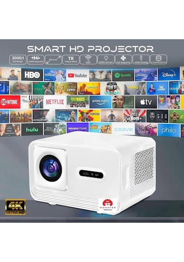 Android 4k Destekli Fullhd 6/128gb 5g Wi-fi + Bluetooth 300 Inç Yansıtma Projeksiyon Cihazı-129966