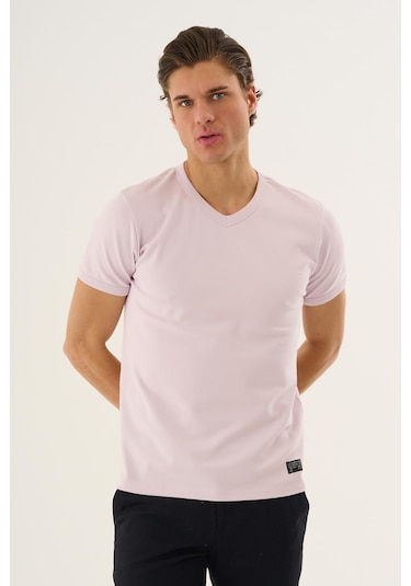 Alexander Gardi V Yaka Kısa Kollu Erkek T-shirt Lila