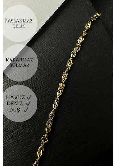 Toplu Burgu Zincir Silver Renk Çelik Şahmeran Karma Serisi Altın