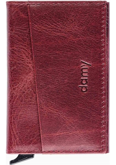 Damy Hakiki Deri Unisex Mekanizmalı Kartlık 611Cr - Bordo Bordo