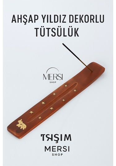 Ahşap Yıldızlı Tütsülük Doğal Oyma Ahşap Tütsü Standı Şık Tütsülik Dekor