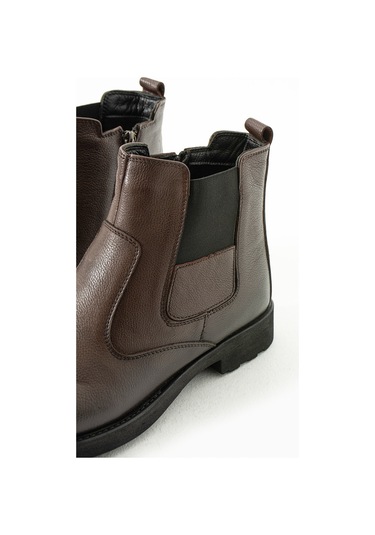 Güvener Fermuarlı Hakiki Deri Bot Kahverengi Kahverengi