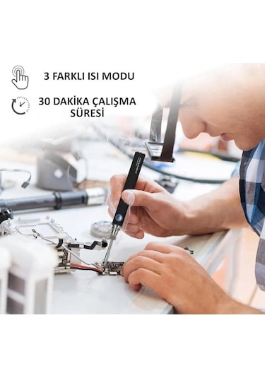 Valkyrie Şarjlı Kablosuz Lehim Makinası - 5 Saniyede Isınma - 30 Dakika Kullanım - Usb Type-c Şarj - 3 Farklı Isı Modu - 450 Derece