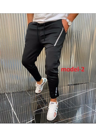 Oliggopol Erkek Slim Fit Likralı Cepli Siyah Eşofman Altı Siyah