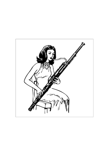 Fagot Çalan Kadın Folyo Sticker 60cm Uzunluk Siyah