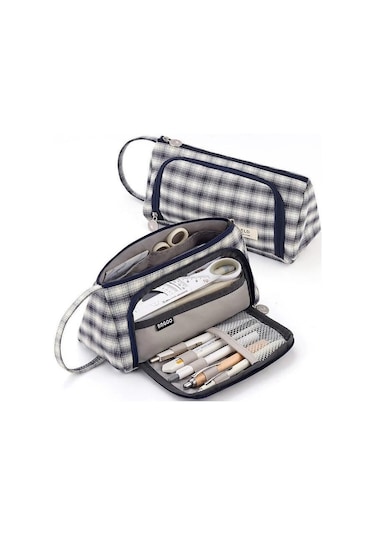 Sevimli Ve Şık Büyük Kapasiteli Okul Kalem Kutusu, Kawaii Tasarımlı Kırtasiye Malzemeleri İçin Kalem Çantası, Renkli Ve Fonksiyonel Kalem Kutuları Siyah