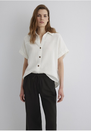 Mavi - Dokulu Beyaz Gömlek 1210758-70057 Beyaz