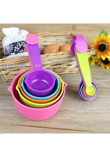 Renkli 5 Adet Mutfak Aletleri Ölçme Kaşıkları Bardak Kaşık Bardak Pişirme Gereçler Seti 1/4tsp Karıştırma & Ölçü Kapları 56665545