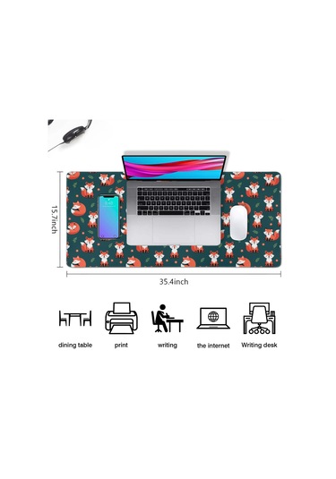 Fox Büyük Oyun Mouse Pad 35.4x15.7 Inch,kaymaz Kauçukmasaüstü, Dizüstü Ve Kablosuz Fare İçin-a10