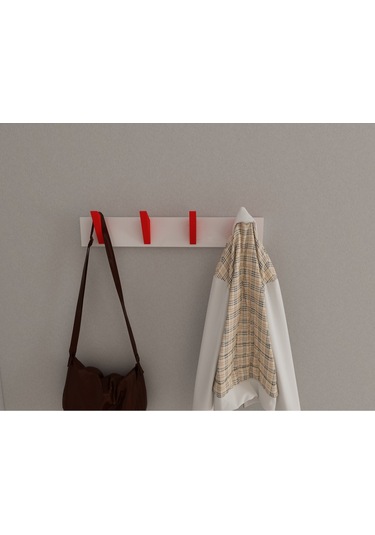 Hepsi3boyutlu Modern Duvar & Kapı Kanca Askılık - 4 Adet Kırmızı Kanca Askılık - Model No : 5 Kırmızı