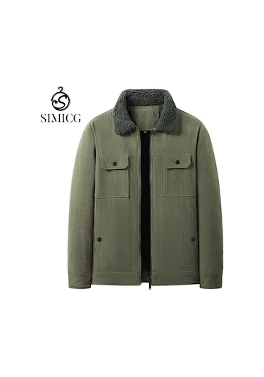 Erkek Kışlık Sıcak Pamuklu Ceket Yeşil