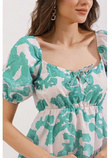 2351 Kloş Poplin Elbise - D. Mint Mint