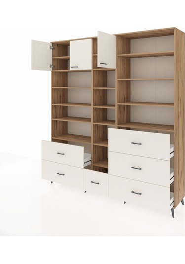 Hyperion Dolap 17 Raflı 6 Çekmeceli 3 Kapaklı 220x44x243 Çam-aytaşı/aytaşı Aytası/aytası