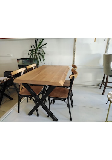 Bintaşmobilya 4 Kişilik Kütük Masa Tonet Sandalye Takımı 120X80.Cm