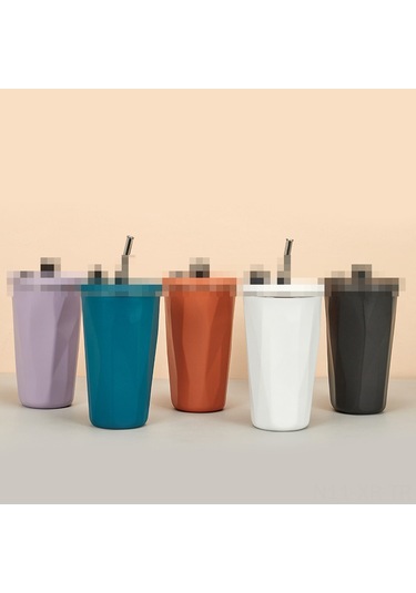 Xiyyadms 600ml Mavi 304 Paslanmaz Çelik Isı/sıcaklık Saklama Özelliği Lipli Büyük Kapasiteli Araba/kahve Bardakası Diamant Kesim Desenli Diğer