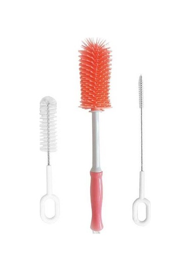 Flybuy Adet Yumuşak Bebek Biberon Ve Pipet Fırçası Temizleme Seti - Pembe/mavi