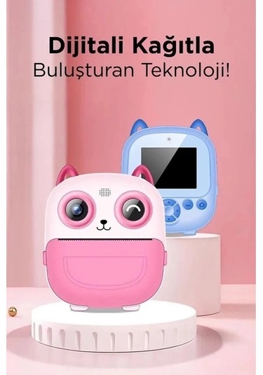 Ceylan Adam Dijital Video Fotoğraf App Destekli Çocuk Kamerası Termal Resim Kağıt Baskılı Yazıcı Pem