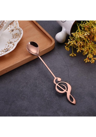 Gül Altın Paslanmaz Çelik Müzik Notaları Kahve Kaşığı Karıştırma Fincan Kaşık Müzik Çubuğu Dondurma Kaşığı Mutfak Aracı Kaşık Aksesuarları