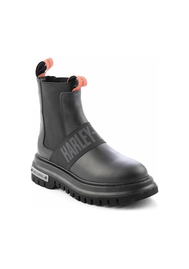 Harley Davidson Nefud Siyah Deri Kadın Bot Postal Ayakkabı Siyah