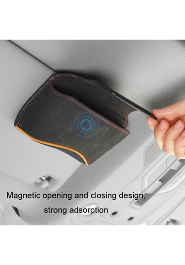 Araba Güneş Vizörü Çok Fonksiyonlu Gözlükler Kılıf Kartı Depolama Braketi Siyah 1 Adet