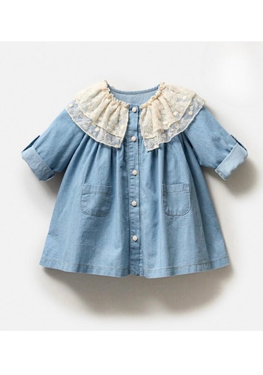 Kot Bebek Elbise Kot Mavi