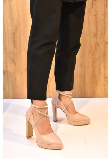 Park Moda Platformlu Topuklu Kadın Sivri Burun Stiletto Ayakkabı Ten Ten