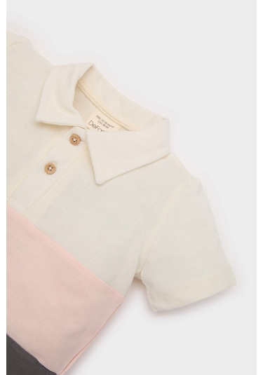 DeFacto Erkek Bebek Polo Yaka Renk Bloklu Pike Kısa Kollu Tişört B9247A525SMGR452