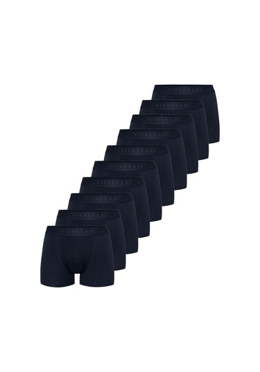 Erkek Lacivert 10'Lu Paket Düz Likralı Boxer Şort