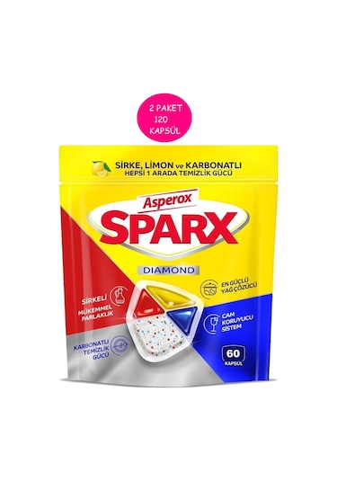 Asperox Sparx Bulaşık Makinesi Deterjanı 2 x 60 Tablet