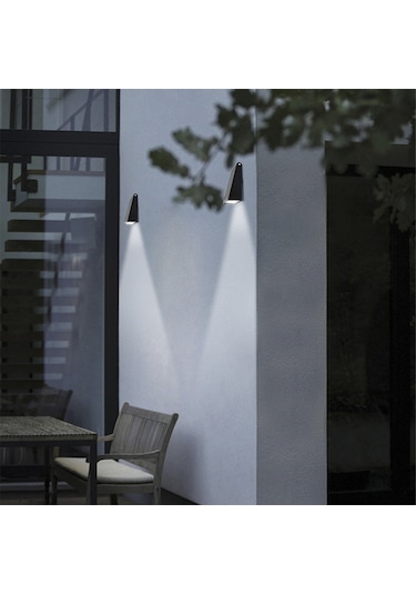 Skycity Solar Duvar Lambası Bahçe Aydınlatması Led Işık Ip65 Su Geçirmez Beyaz Işık 2 Mod 1 Adet Yh0606 Siyah