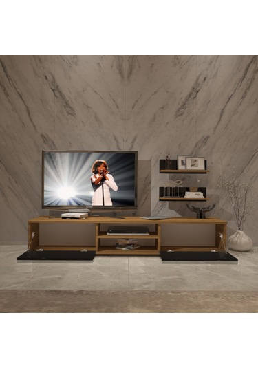 Decoraktiv Eko 4 Mdf Dvd Tv Ünitesi Tv Sehpası Pera - Siyah