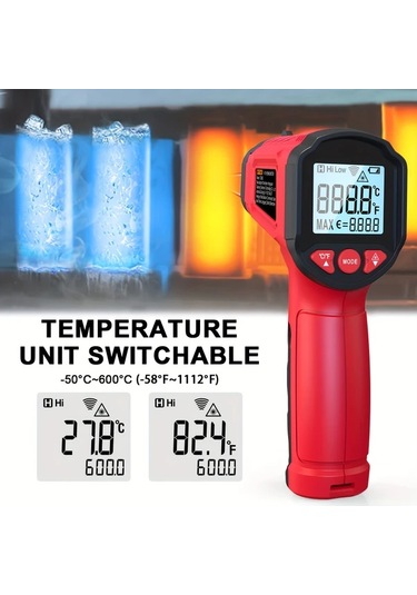 Honeybeeshop Hytaıs Ts600 Sarı Yüksek Hassasiyetli Kızılötesi Termometre -58f 1112f Dijital Ekran Endüstriyel Otomotiv