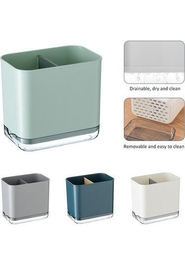 Novahub Gri Çok Fonksiyonlu Kaşık Çatal Çubuk Tutucu, Mutfak Organizatörü, Drenaj Raf, 2 Katmanlı, Mutfak İçin Gri