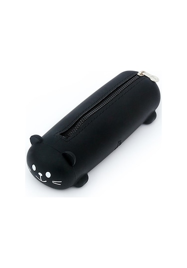 Sevimli Kız Çocukları İçin Silikon Kalem Kutusu, İlkokul Ve Anaokulu Öğrencilerine Özel Renkli Ve Dayanıklı Kırtasiye Malzemesi, Kalemlik Siyah