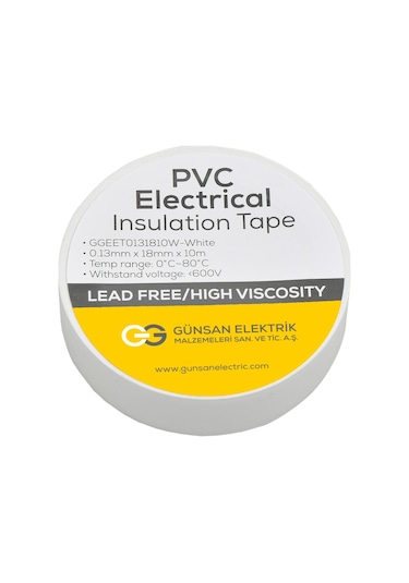 Günsan Beyaz Elektrik İzolasyon Bandı 10 Adet