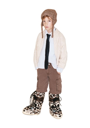 V010 Leopard Bot Kız Çocuk 80d3400300 Moon Boot Icon Junior Animal Boots Çok Renkli