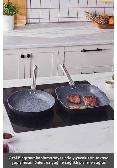 Karaca  Biogranit Monet 2 Parça Tava Grill Set Siyah