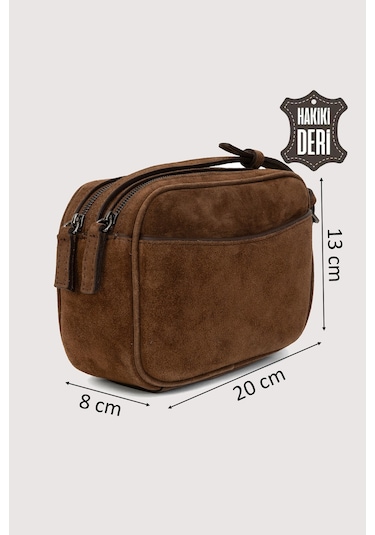 Hakiki Deri Kadın Çapraz Omuz Çantası Taba Süet Smr8975 Taba Süet