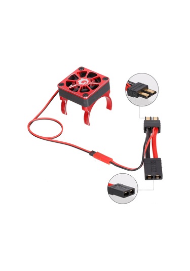 Youtek Trx-4 Scxı10 Rc4wd Tırmanma Arabaları İçin 540/550 Motor Soğutucu Fanı, Çift Kancalı, Adaptör Kablolu, Siyah