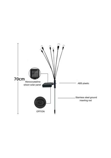 Tongxida Abs+paslanmaz Çelik Sallayan Bahçe Işığı, 6 Kafa, Led Renkli, Otomatik, Güneş Enerjisi, Ip65, Bahçeler İçin