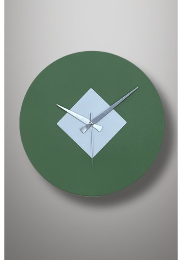 Roundka Model Metal Sıvama Akar Sessiz Mekanizmalı Duvar Saati 40 40 Cm Yeşil Beyaz