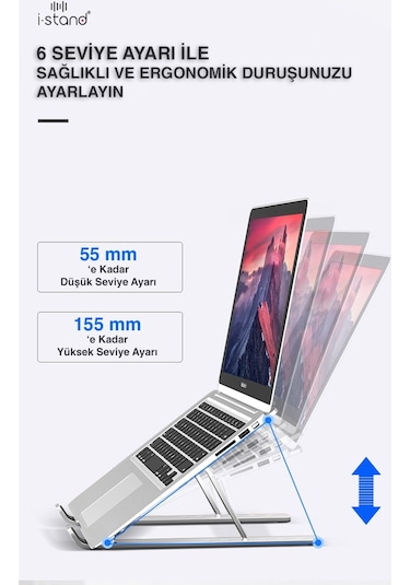 i-Stand Alüminyum Katlanabilir Taşınabilir  Ayarlı Laptop Standı