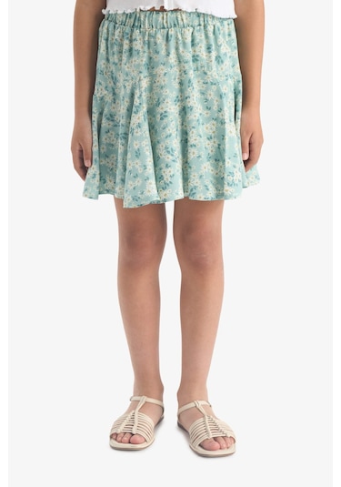 Defacto Kız Çocuk Desenli Esnek Belli Viskon Etek E3836a825smgn1106 Yeşil