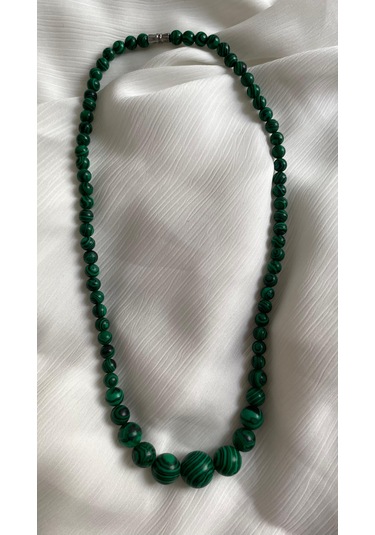 İlknur Doğal Taş Evi Malahit Kolye Zümrüt Yeşili