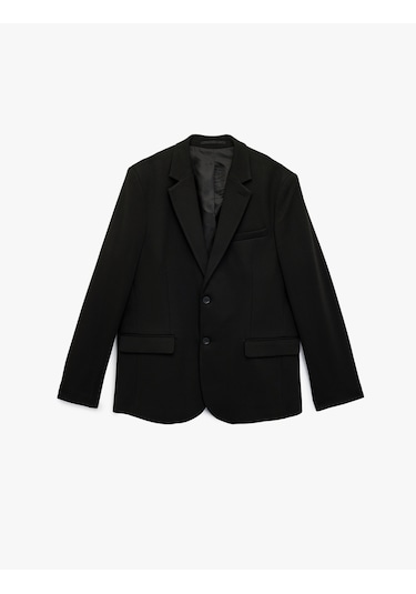 Koton Slim Fit Kapaklı Cep Detaylı Uzun Kollu Mono Yaka Blazer Ceket Siyah 6wam50008hk Siyah