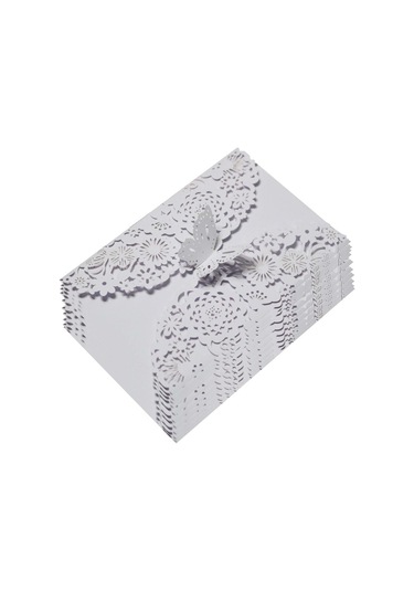 Beyaz 10 Adet Narin Oyma Davetiye Romantik Kelebek Kağıt Kartı Lazer Kesim Düğün Davetiyesi Kartı