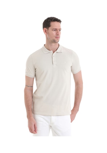 Hatemoğlu 3536etc22c02 Regular Fit Pamuk Polo Yaka Erkek Tişört Bej