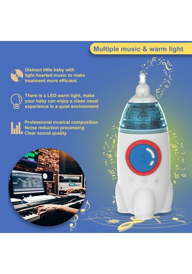 Geeksen Ka1002 Bebek Nazal Aspiratörü - 3 Seviye Emiş, Sessiz Çalışma, Led Işık Ve Müzik 3 Silikon Uçlu