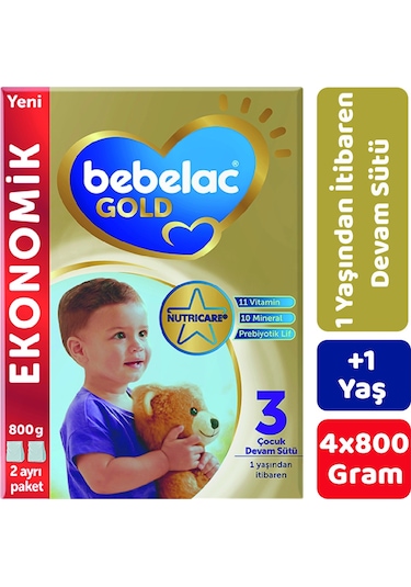 Bebelac Gold 3 Çocuk Devam Sütü 800 G 4 Adet