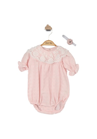 Dantel Yaka Bandanalı Fisto Kız Bebek Romper 001